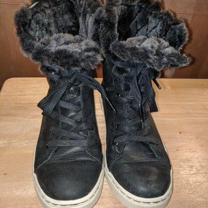 Ugg Black Croft Luxe Leather Lace Up Boots